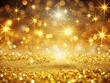 © prapatsorn - Gold Glittering Christmas Background with Golden Sparkles and Stars for a Festive Holiday Mood, Perfect for Christmas Cards, Party Invitations, and Seasonal Decorations