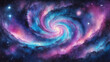 © Arra Vais - Colorful spiral galaxy in a mesmerizing watercolor style for cosmic background illustration