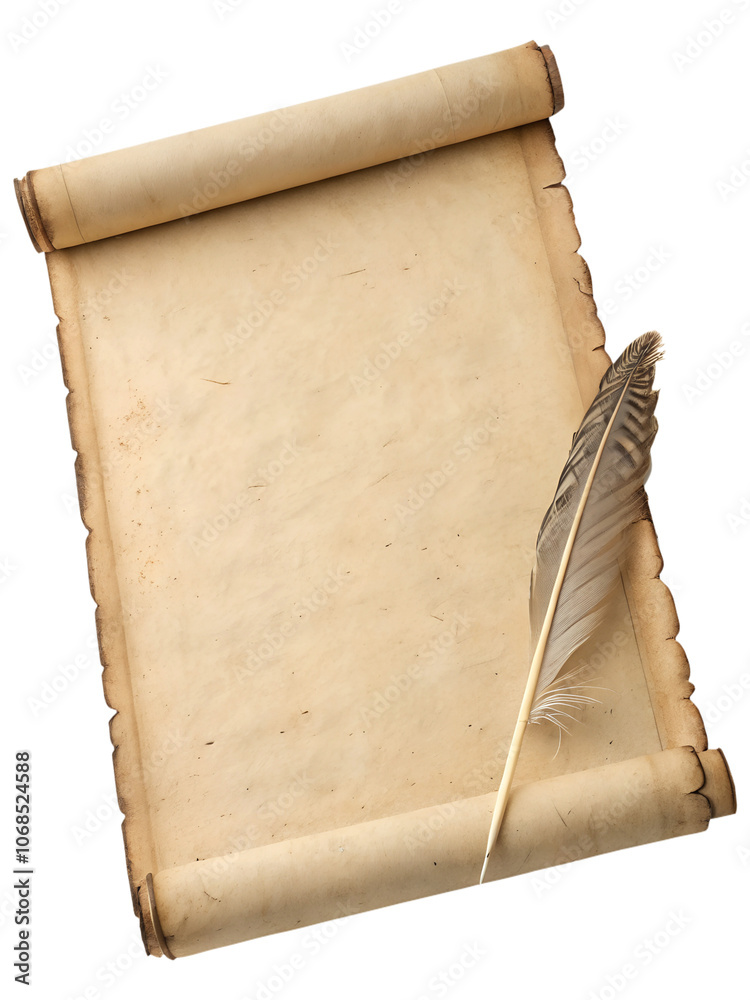 Old blank paper scroll isolated on a transparent background Stock Photo ...