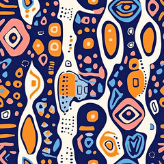 Seamless Retro Pattern, Abstract Vivid Vector Graphic In Retro Vintage Style For Apparel. Flyer, Poster, Banner Element, Wallpaper Element