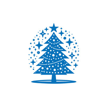 Christmas Tree - Illustration Icons. Retro Christmas Trees. illustration of crismas tree with a star on the top.