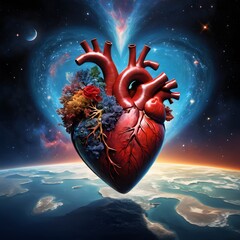 Poster - A Stunning Visual Representation of a Heart Symbolizing Love Within the Vastness of the Universe for Use in Romantic Themes and Cosmic Artworks