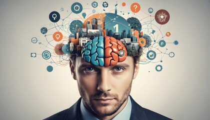 Poster - Creative Representation of a Man Embracing an Intelligence Mindset for Enhanced Personal and Professional Growth