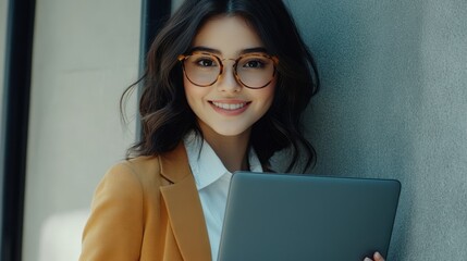 Wall Mural - The Smiling Woman with Tablet