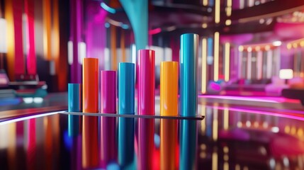Poster - Colorful Abstract Bars in Modern Setting