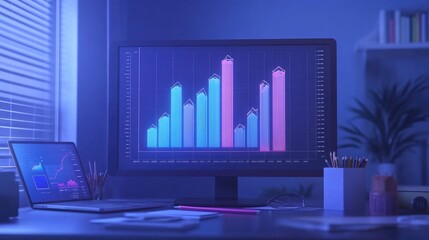 Poster - Data Analysis with Modern Digital Charts Concept