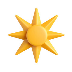 Poster - 3D Yellow Sun Icon with Rays - Summer and Nature Concept