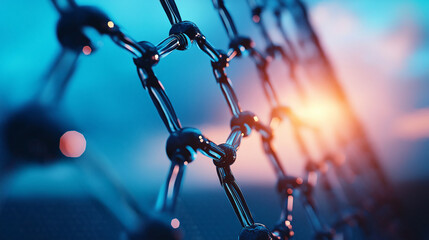 Poster - Digital featuring a complex molecular structure with intricate geometric patterns textures and lines creating a futuristic scientific and abstract visual representation of technology and innovation