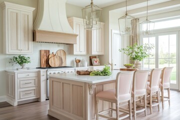 Wall Mural - Modern Kitchen with White Cabinets and a Large Island