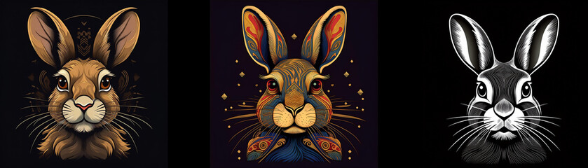 Poster - Close-up portrait of a rabbit with large ears.