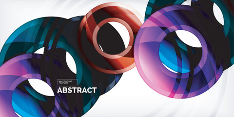 Aufkleber - Bright colorful circles with light effects. Abstract background