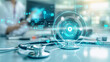© Shahazadi - Modern healthcare technology integration in a medical facility with a virtual stethoscope