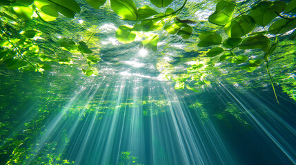 Poster - Underwater View of Sunlight Filtering Through Seaweed