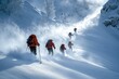 © Lubos Chlubny - Skiers backcountry skiing on snowy mountain slope