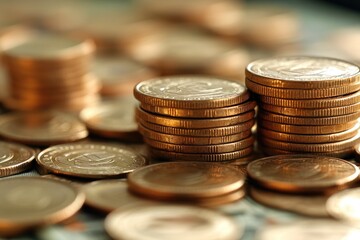 Poster - Stacks of coins representing saving and investment growth