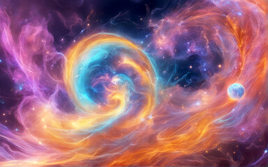 Wall Mural - Abstract colorful spiral of galaxy nebular with stars and smoke on the space in universe background
