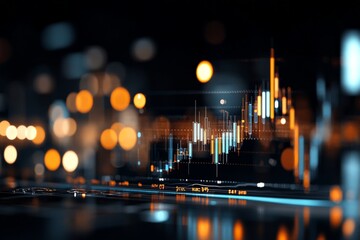 Poster - A visually stunning abstract bar graph with vivid glowing colors, symbolizing data analysis and market trends in an artistic digital format, set against a dark background.
