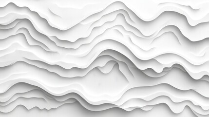 Poster - An abstract wave pattern in white, featuring textured layers undulating smoothly in a serene composition.