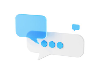 Fototapete - 3D chat bubbles in blue and white on a white background. Concept of communication and conversation. 3D Rendering