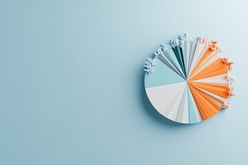 Poster - A creatively designed pie chart in blue and orange hues with decorative elements, representing data visualization in a modern and aesthetically pleasing manner.