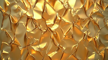 Poster - A stunning close-up of crinkled golden foil, showcasing its shimmering texture and rich hues.