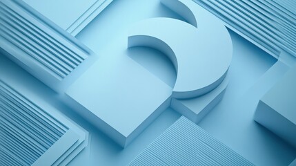 Poster - Abstract composition of blue geometric shapes with layered textures, creating a modern and minimalist aesthetic.