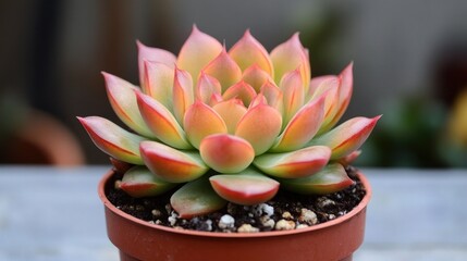 Poster - Succulent in a Pot with Red and Yellow Hues