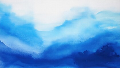 Poster - Serene Ocean Inspired Abstract Fluid Art in Shades of Blue and White. Flowing Watercolor Texture with Gentle Waves and Swirling Patterns, Perfect for Interior Wall Art, Website Background