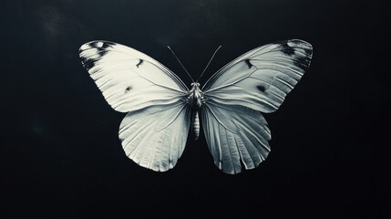 Sticker - A White Butterfly on a Black Background