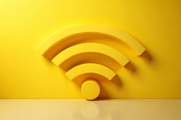 Poster - Vibrant Yellow WiFi Symbol on Bright Yellow Background – Connectivity, Technology, Signal, Internet Access, Wireless Communication, Modern Lifestyle, Digital World, Innovation, Energy, Graphic Design