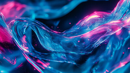 Poster - Colorful abstract waves of light in vibrant pink and blue tones with glowing energy effects