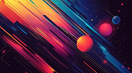 Poster - A clean, futuristic abstract design with minimalist geometric shapes, blending vibrant colors and sharp lines, creating a digital art aesthetic