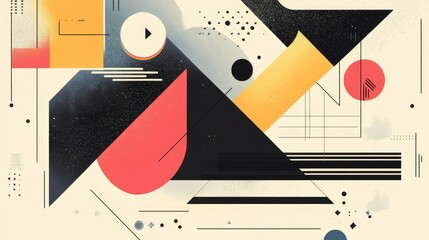 Poster - A clean, futuristic abstract design with minimalist geometric shapes, blending vibrant colors and sharp lines, creating a digital art aesthetic