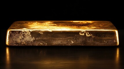Poster - A high-quality gold bar shimmering under soft lighting, showcasing its fine details, symbolizing financial security and opulence.