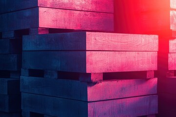 Poster - Abstract Warehouse Storage Scene with Glowing Items