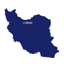 Wall Mural - silhouette map of iran with the country's capital
