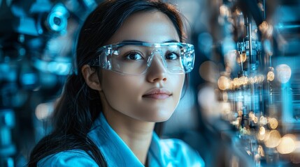 Poster - Woman Working in Robotics Lab with Technology Equipment