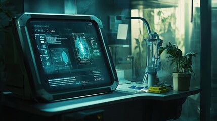 Poster - Advanced Medical Technology in a Futuristic Lab Setting