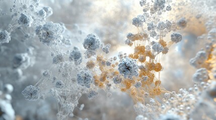 Poster - 3D representation of molecular bonds and atoms forming an abstract structure, showcasing the role of molecular science in medical innovations