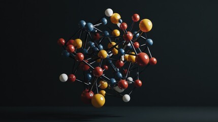 Poster - A stunning 3D model of interconnected atoms and molecules, symbolizing the intersection of science, chemistry, and medical discovery