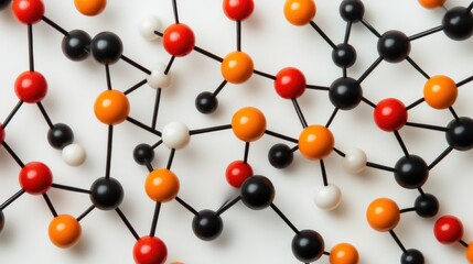 Aufkleber - Abstract 3D molecular model with atoms connected by bonds, illustrating the cutting-edge science behind medicine and chemical research