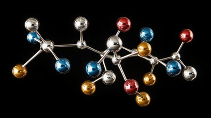 Aufkleber - Abstract 3D molecular model with atoms connected by bonds, illustrating the cutting-edge science behind medicine and chemical research