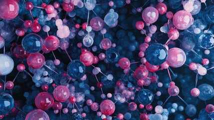 Poster - Abstract 3D science visualization of molecules and atoms in a seamless background, representing the molecular foundations of modern medical research