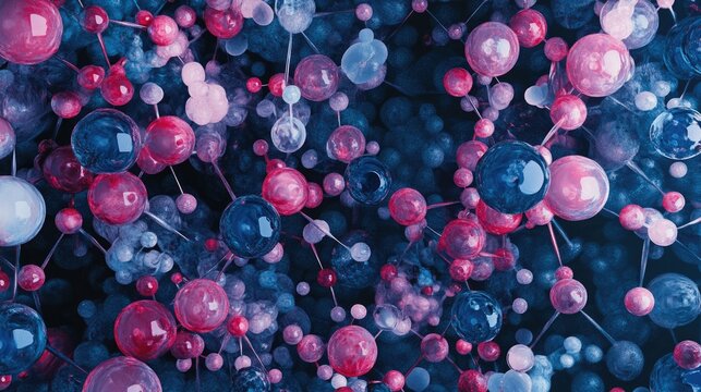 Abstract 3D science visualization of molecules and atoms in a seamless background, representing the molecular foundations of modern medical research