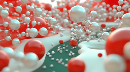 Poster - Abstract 3D science visualization of molecules and atoms in a seamless background, representing the molecular foundations of modern medical research