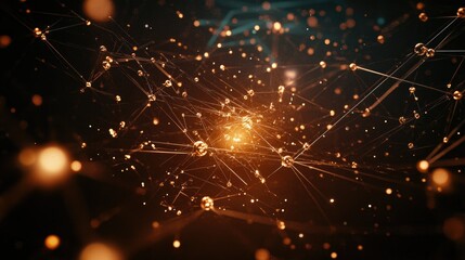 Poster - Futuristic 3D science background featuring molecules and atoms interconnected in a complex structure, highlighting advancements in molecular research