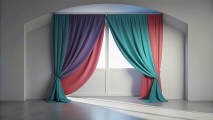 Wall Mural - Colorful Drapes Hanging in a Room with a Window