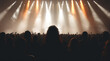© visoot - Silhouette of concert crowd with bright stage lights. a music festival.