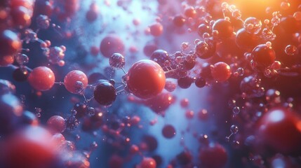 Poster - Stunning 3D model of molecular structures and atoms in a science background, symbolizing molecular research, genetics, and medical science breakthroughs