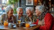 © Anna - Joyful group of elderly women laughing together in a cozy cafe setting